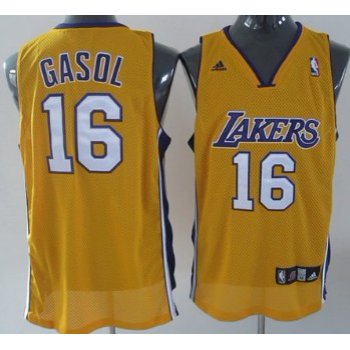 Los Angeles Lakers #16 Paul Gasol Yellow Swingman Jersey