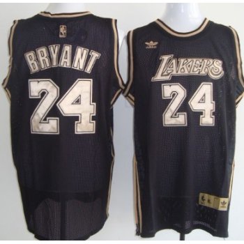 Los Angeles Lakers #24 Kobe Bryant Black With Gold Swingman Jersey