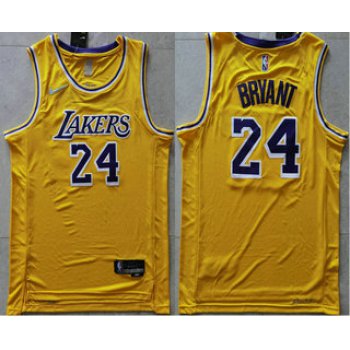 Men's Los Angeles Lakers #24 Kobe Bryant 75th Anniversary Diamond Gold 2021 Stitched Basketball Jersey