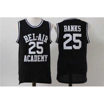 Bel-Air Academy 25 Banks Black Stitched Basketball Jersey
