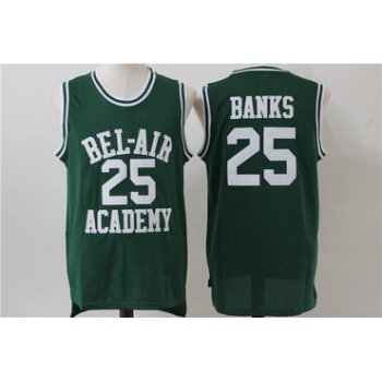 Bel-Air Academy 25 Banks Green Stitched Basketball Jersey