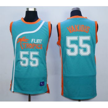 Flint Tropics 55 Vakidis Teal Semi Pro Movie Stitched Basketball Jersey