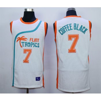 Flint Tropics 7 Coffe Black White Semi Pro Movie Stitched Basketball Jersey