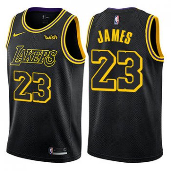 Nike Los Angeles Lakers #23 LeBron James Black NBA Swingman City Edition Jersey