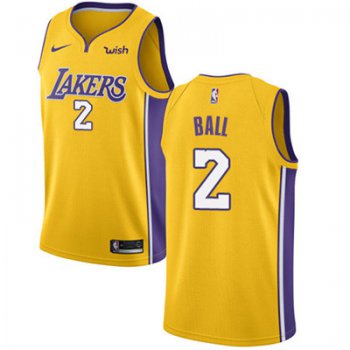Nike Los Angeles Lakers #2 Lonzo Ball Gold NBA Swingman Icon Edition Jersey