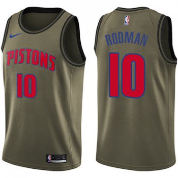 Nike Pistons #10 Dennis Rodma Green Salute to Service NBA Swingman Jersey