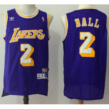 Los Angeles Lakers #2 Lonzo Ball Purple Throwback Stitched NBA Jersey