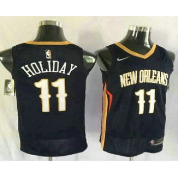 Men's New Orleans Pelicans #11 Jrue Holiday New Navy Blue 2017-2018 Nike Swingman Stitched NBA Jersey