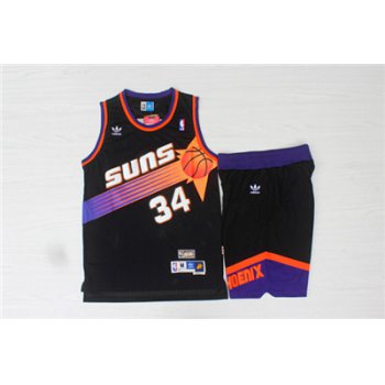 Phoenix Suns 34 Charles Barkley Black Hardwood Classics Jersey(With Shorts)