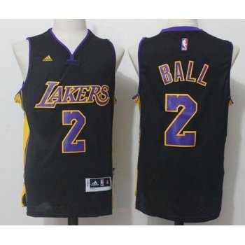 Men's 2017 Draft Los Angeles Lakers #2 Lonzo Ball Black Stitched NBA adidas Revolution 30 Swingman Jersey