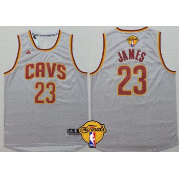Men's Cleveland Cavaliers #23 LeBron James 2017 The NBA Finals Patch Gray Jersey