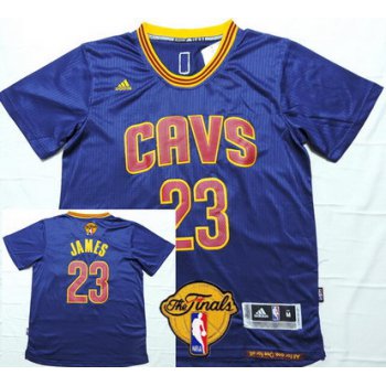 Men's Cleveland Cavaliers #23 LeBron James 2017 The NBA Finals Patch Navy Blue Short-Sleeved Jersey