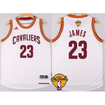 Men's Cleveland Cavaliers #23 LeBron James 2017 The NBA Finals Patch White Jersey