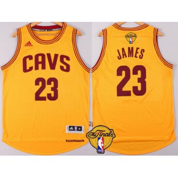 Men's Cleveland Cavaliers #23 LeBron James 2017 The NBA Finals Patch Yellow Jersey