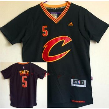 Men's Cleveland Cavaliers #5 J.R. Smith New Black Short-Sleeved adidas Revolution 30 Swingman Stitched NBA Jersey