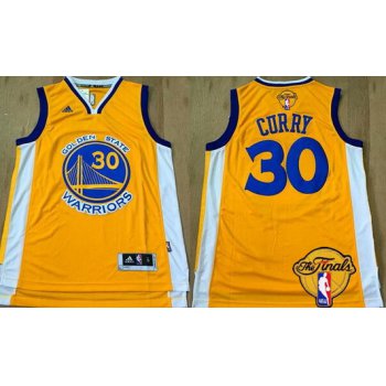 Men's Golden State Warriors #30 Stephen Curry Yellow 2017 The NBA Finals Patch Jersey