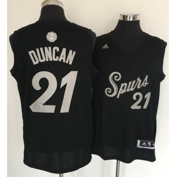 Men's San Antonio Spurs #21 Tim Duncan adidas Black 2016 Christmas Day Stitched NBA Swingman Jersey