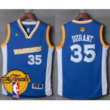 Men's Warriors #35 Kevin Durant Royal Stretch Crossover 2017 The Finals Patch Stitched NBA Jersey