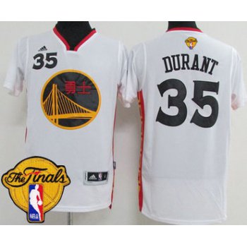 Men's Warriors #35 Kevin Durant White 2017 Chinese New Year The Finals Patch Stitched NBA Jersey