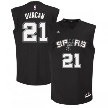 San Antonio Spurs 21 Tim Duncan Black Fashion Replica Jersey