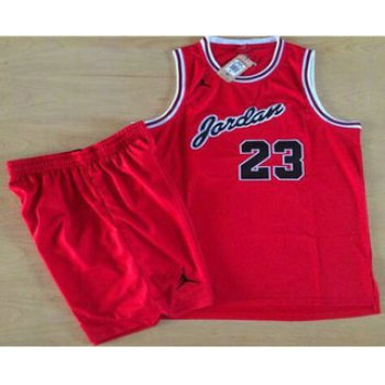 Chicago Bulls #23 Michael Jordan Red Commemorative Swingman Jersey With Shorts