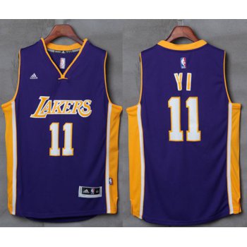 Lakers #11 Yi Jianlian Purple Stitched NBA Jersey