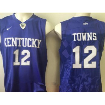 Men's Kentucky Wildcats #12 Karl-Anthony Towns Royal Blue College Basketball Stitched NCAA 2016 Nike Swingman Jersey