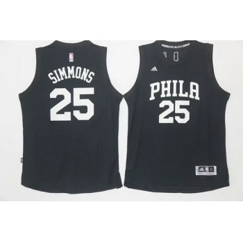Men's Philadelphia 76ers #25 Ben Simmons Black With White Stitched NBA Adidas Revolution 30 Swingman Jersey