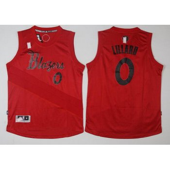 Men's Portland Trail Blazers #0 Damian Lillard adidas Red 2016 Christmas Day Stitched NBA Swingman Jersey