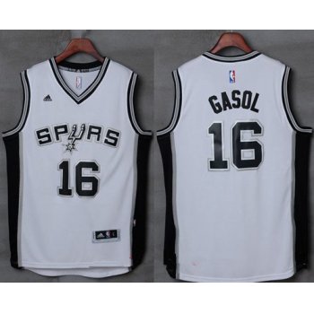 Men's San Antonio Spurs #16 Pau Gasol White Stitched NBA Adidas Revolution 30 Swingman Jersey