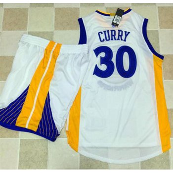 Warriors #30 Stephen Curry White A Set Stitched NBA Jersey
