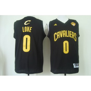 Men's Cleveland Cavaliers #0 Kevin Love 2016 The NBA Finals Patch Black With Gold Swingman Jersey