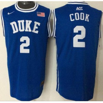 Men's Duke Blue Devils #2 Quinn Cook Blue Round Collar College Basketball Jersey