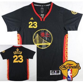 Men's Golden State Warriors #23 Draymond Green Chinese Black Fashion 2016 The NBA Finals Patch Jersey
