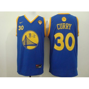 Men's Golden State Warriors #30 Stephen Curry Chinese Blue Nike Authentic Jersey