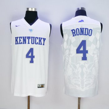 Men's Kentucky Wildcats #4 Rajon Rondo White 2016 College Basketball Swingman Jersey