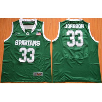 Men's Michigan State Spartans #33 Magic Johnson Green College Basketball Nike Jersey