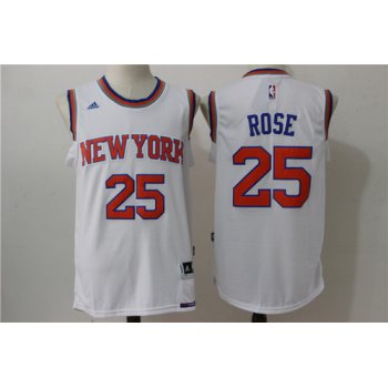 Men's New York Knicks #25 Derrick Rose White Revolution 30 Swingman Basketball Jersey