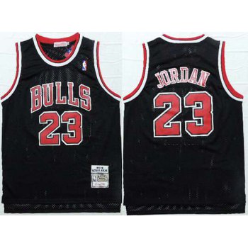 Men's Chicago Bulls #23 Michael Jordan 1997-98 Black Hardwood Classics Soul Swingman Throwback Jersey