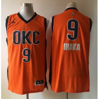 Men's Oklahoma City Thunder #9 Serge Ibaka Revolution 30 Swingman 2015-16 New Orange Jersey