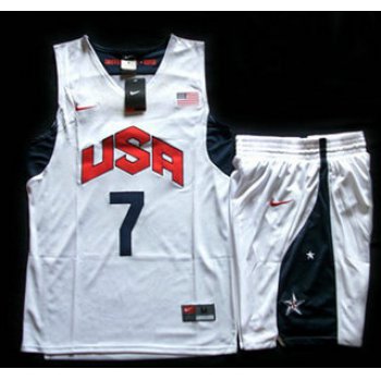 2012 Olympic USA Team #7 Russell Westbrook White Basketball Jerseys & Shorts Suit