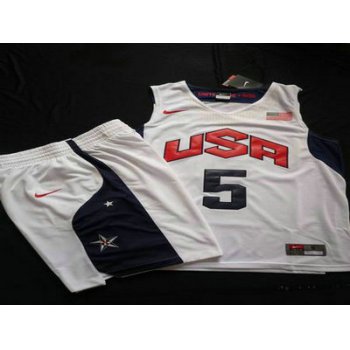 2012 Olympics Team USA 5 Kevin Durant White Basketball Suit