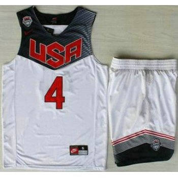 2014 USA Dream Team #4 Stephen Curry White Basketball Jersey Suits