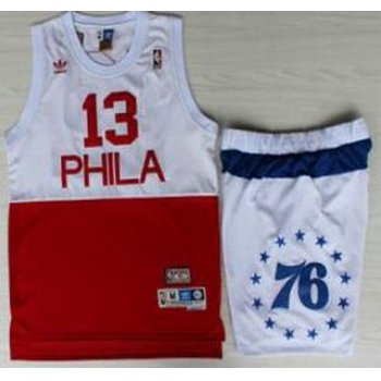 Philadelphia 76ers #13 Wilt Chamberlain White Red Jersey Short Suits