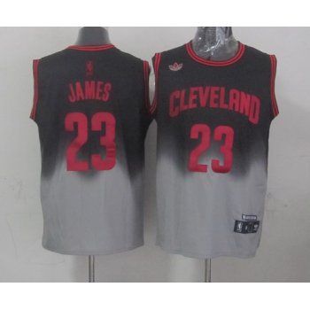 Cleveland Cavaliers #23 LeBron James Black/Gray Fadeaway Fashion Jersey