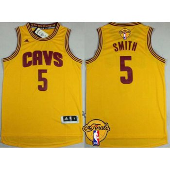 Men's Cleveland Cavaliers #5 J.R. Smith 2015 The Finals New Yellow Jersey