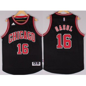 Chicago Bulls #16 Pau Gasol Revolution 30 Swingman 2014 New Black Jersey