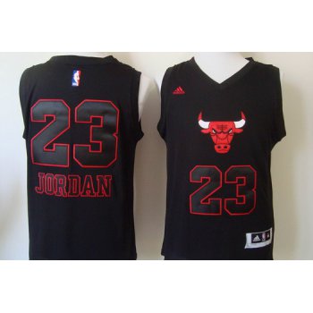 Chicago Bulls #23 Michael Jordan 2015 Black With Red Fashion Jersey