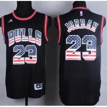 Chicago Bulls #23 Michael Jordan Revolution 30 Swingman 2014 USA Flag Fashion Black Jersey