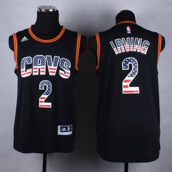 Cleveland Cavaliers #2 Kyrie Irving Revolution 30 Swingman 2014 USA Flag Fashion Black Jersey
